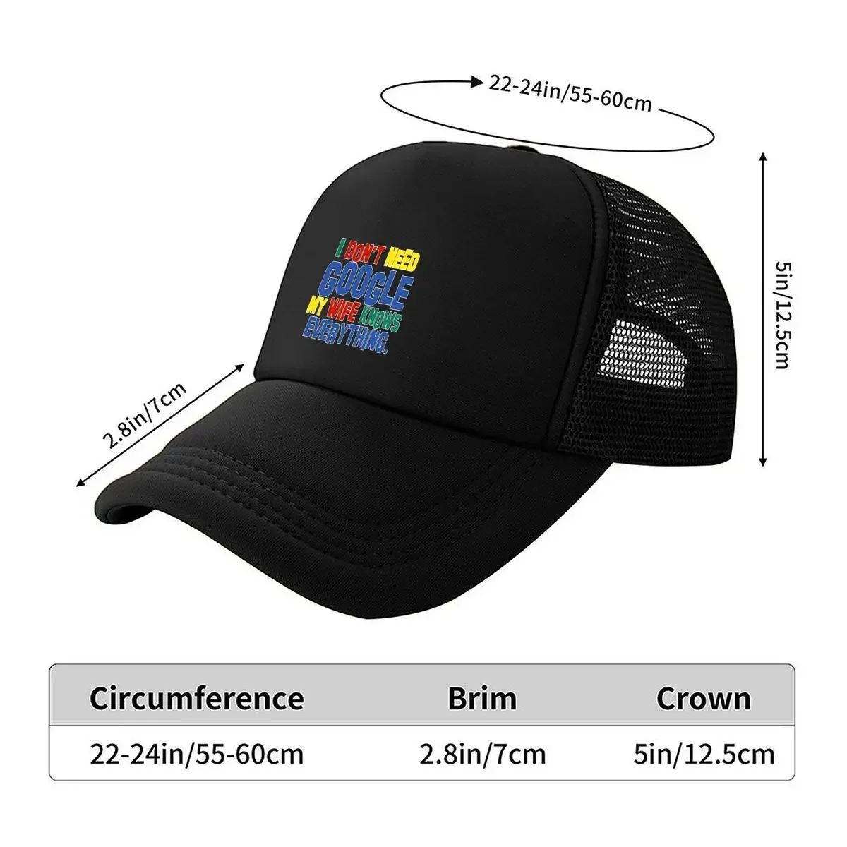 New Humorous Statement about Wife's Knowledge Mesh Baseball Cap