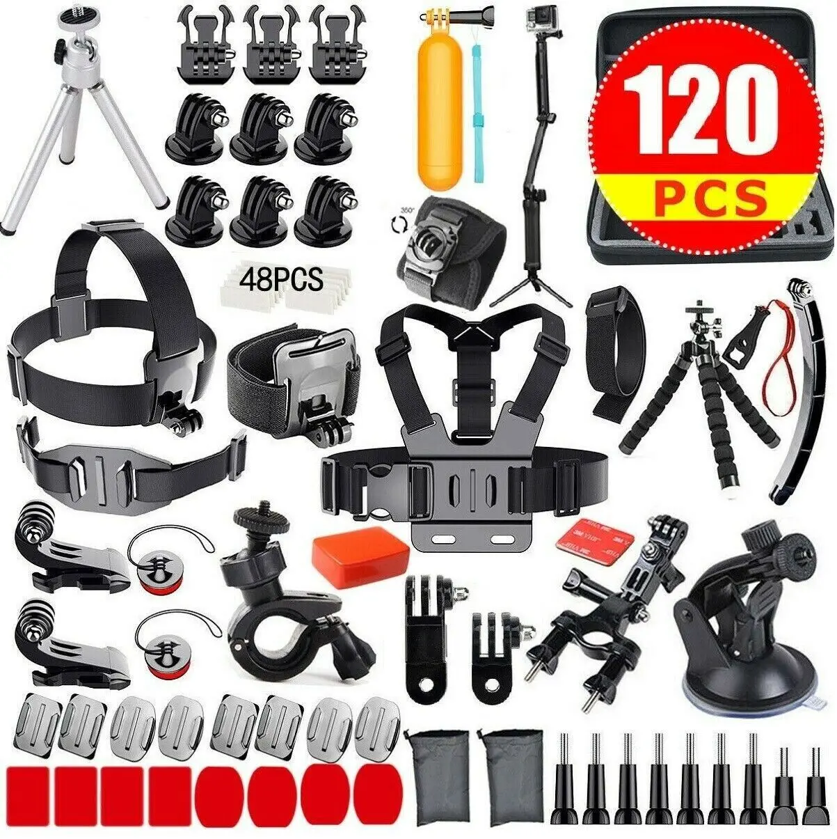 For Gopro Hero7/ 6/5/4/Session camera Kit Accessories Set  with Carrying Case