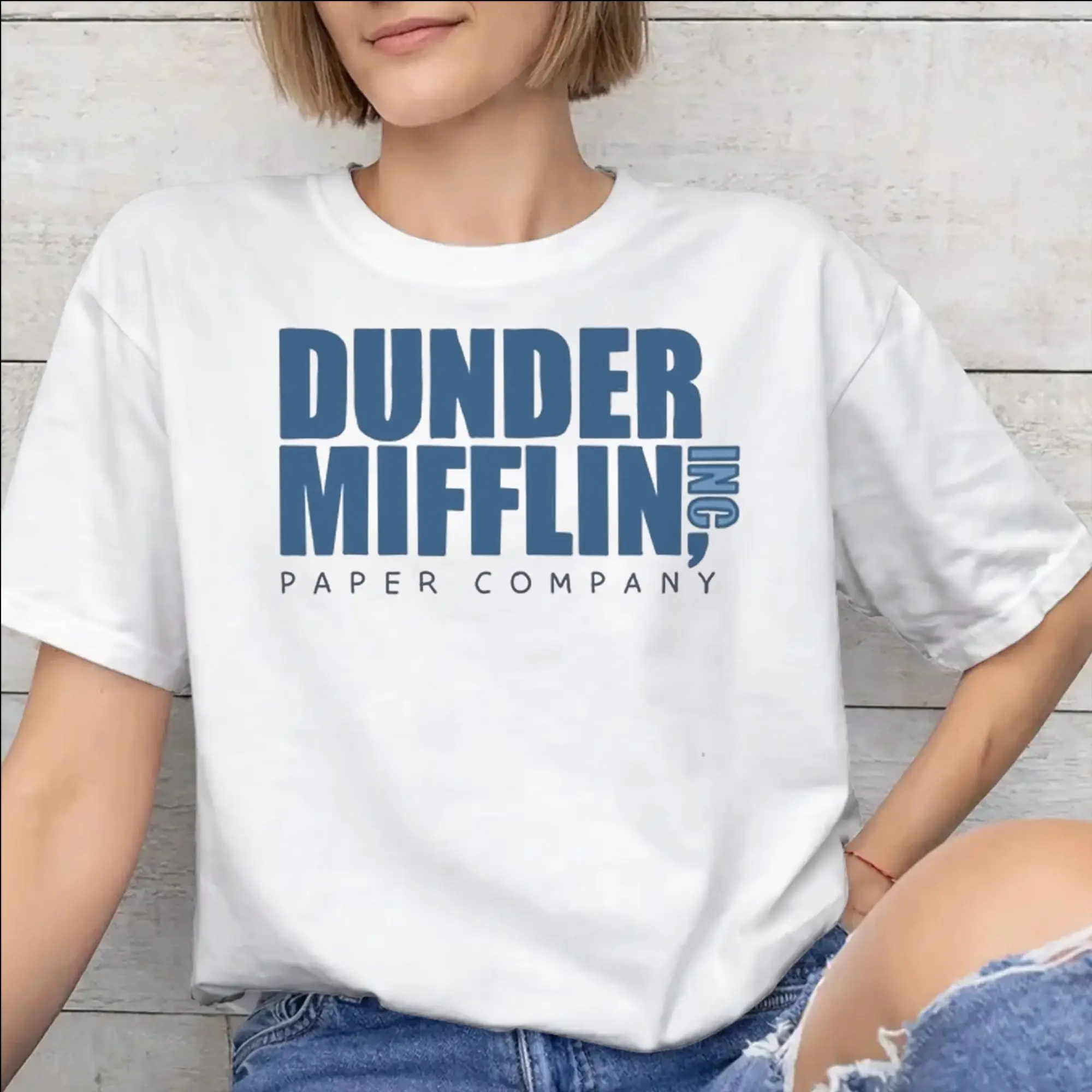 Printed Dunder Mifflin T Shirt For Unisex  100% Cotton Tee Shirt Short Sleeve Clothes
