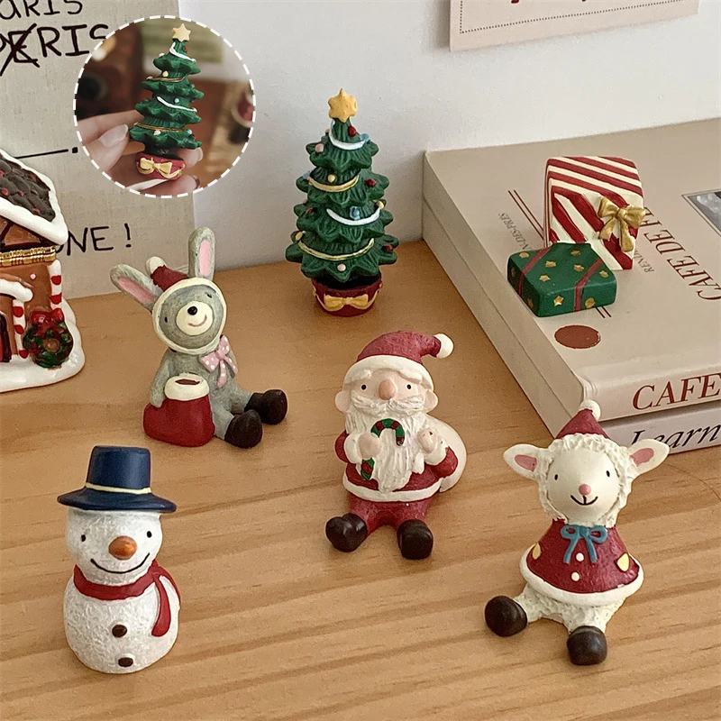 Weihnachts-Miniaturfiguren aus Kunstharz, Ornamente für den Weihnachtsbaum, Hirsch, Elch, Schneemann, Tier, Mikrolandschafts-Ornamente, Weihnachtsdekoration – Detail 2