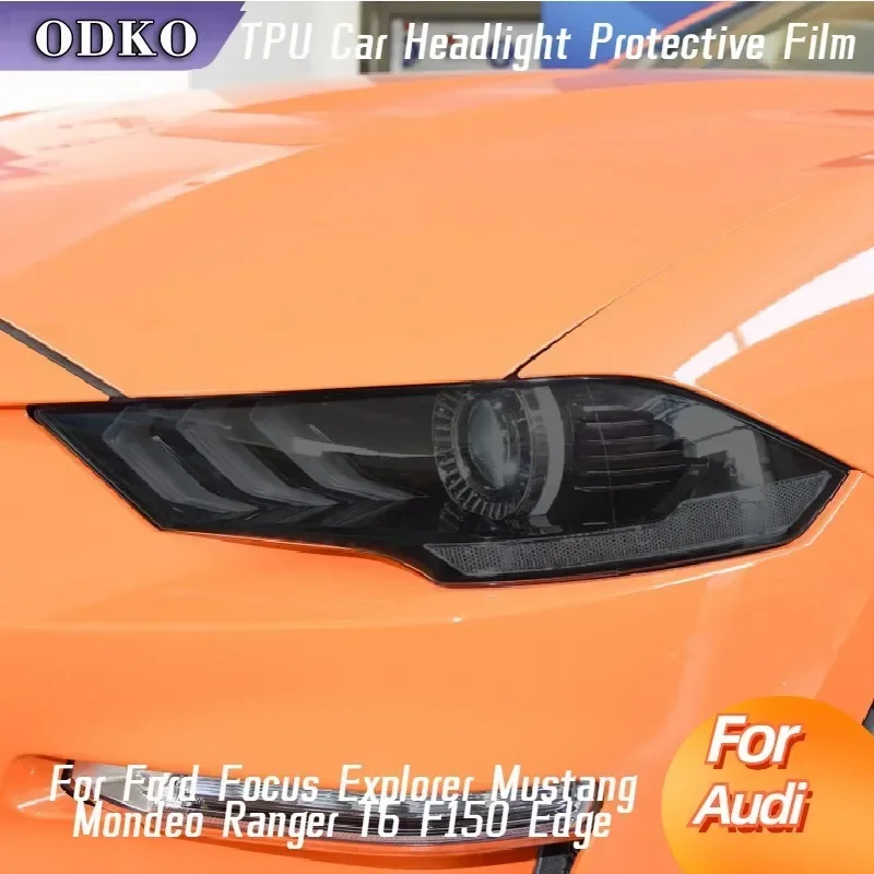 

For Ford Focus Explorer Mustang Mondeo Ranger T6 F150 Edge Car Headlight Protective Tint Film Smoke Black Light TPU Sticker