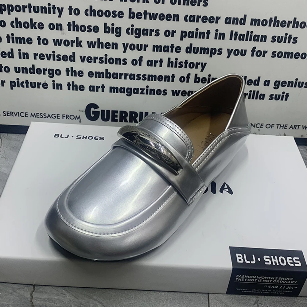 

Fashion Women Shoes Patent Leather Summer Women Mullers Plus Size Casual Flat Shoes Antislip Half Slippers Designer Loafers