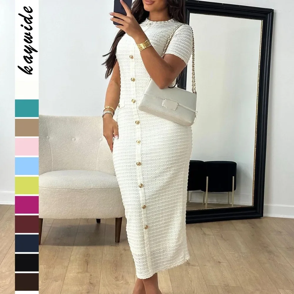 2026 Spring Summer French Vintage Cardigan Short Sleeve Dress Women Slim Fit Elegant