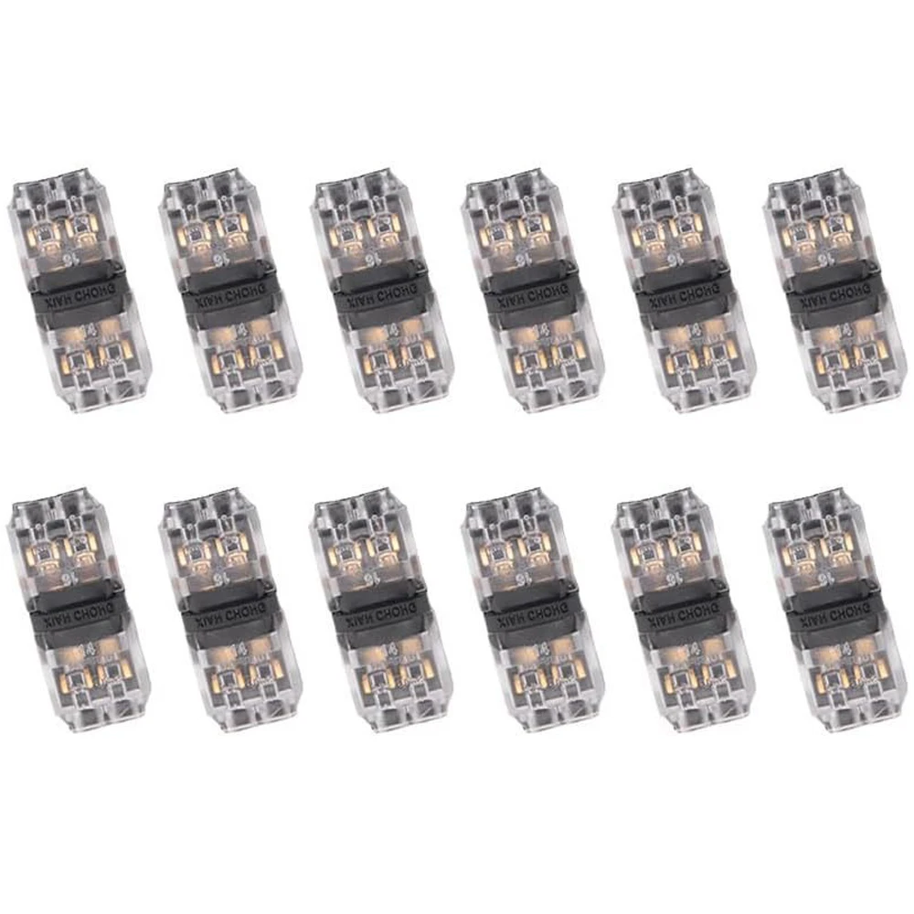 

10PCS H-Type Wire Cable Plug Connector Solderless Strip Terminal Connection Clamp 2-In 2-Out Block Terminals for LEDs Car Auto