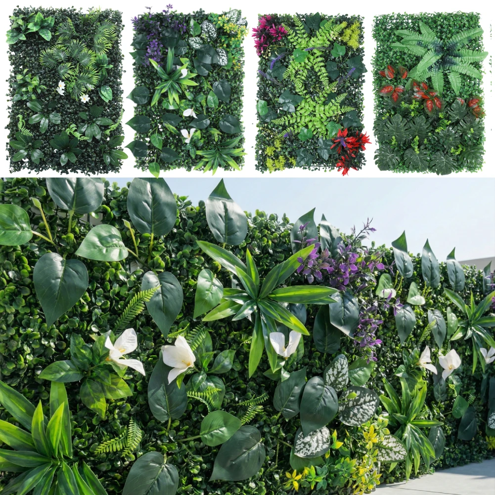 6PC Artificial Plant Wall Panel Grass Wall Panel Backdrop Lifelike Simulation Maple Plant Sheet Outdoor Artificial Privacy Fence