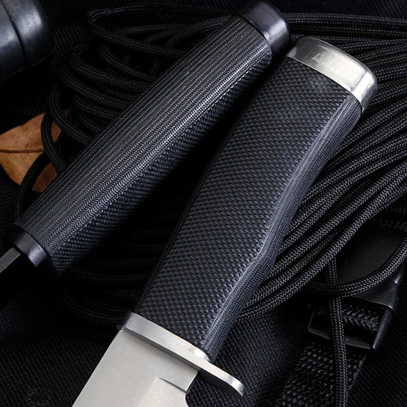 2025 جديد في الهواء الطلق التكتيكية الثابتة 440C شفرة فولاذية المطاط مقبض التخييم الصيد بقاء أدوات مستقيمة مع غمد النايلون