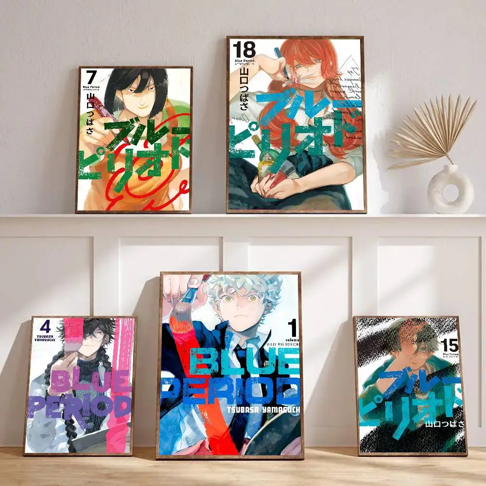 1pc Blue Period Poster Sticker Print Waterproof Wall Art For Living Room Bedroom Home Decor