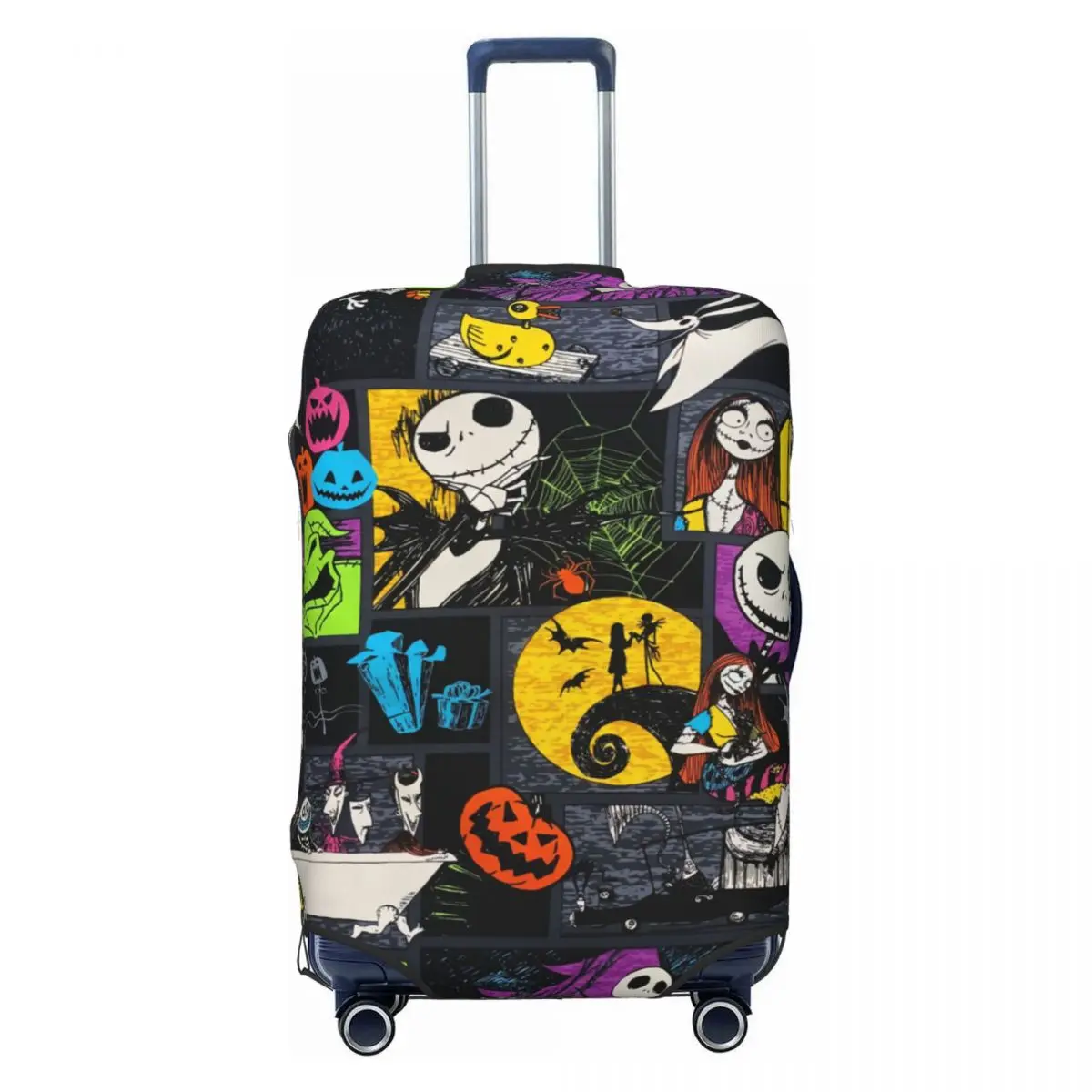 

Cute Colorful Nightmare Before Christmas Luggage Cover Protector Washable Jack Skellington Travel Suitcase Covers