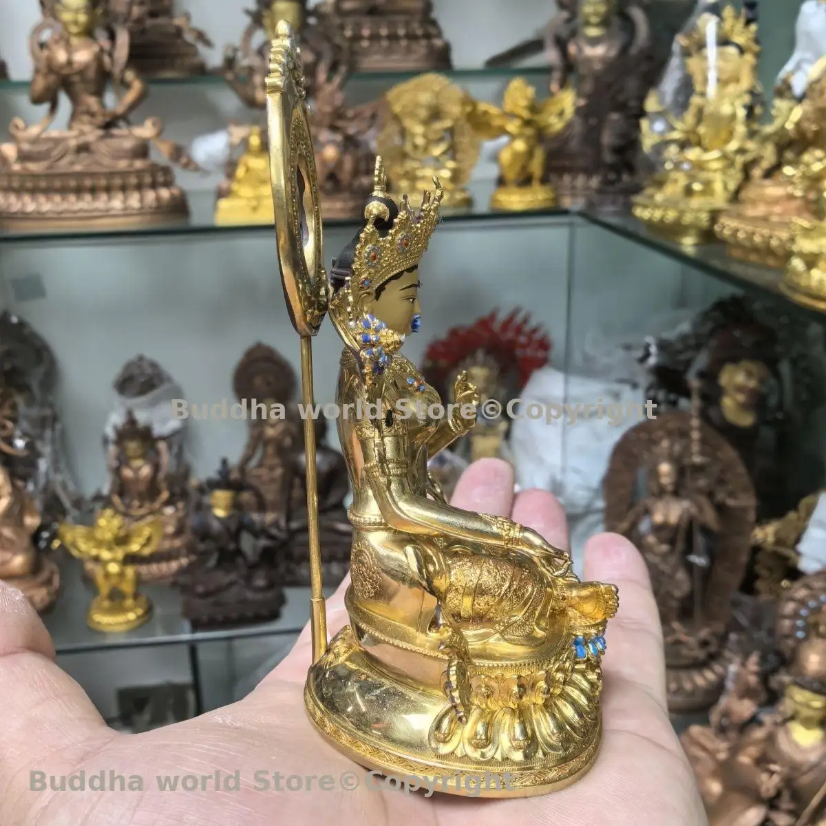 high grade lucky Green Tara small buddha statue copper buddha buddhist travel talisman worship mascot high quality 10cm