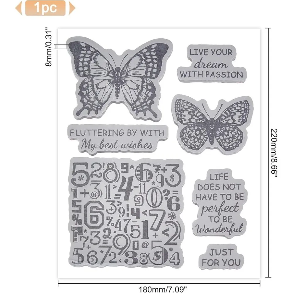 Butterflies and Blessing Words Cling Rubber Stamps Just for You Script Stamps for Christmas Birthday Thanksgiving Cards Making
