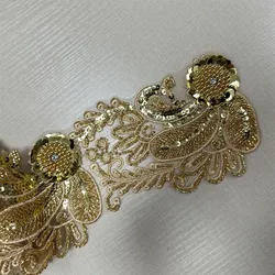 4.5yards New Gold Silver Rhinestone Sequin Lace Trim  For Dresses