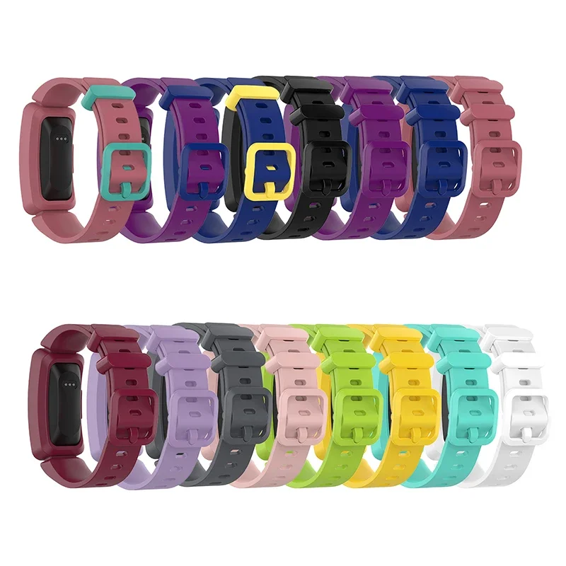 

For Fitbit Ace 2 Bracelet 15 Color Solid Silicone Strap Watch Band Inspire HR Protective Case Frame Wristband Bracelet