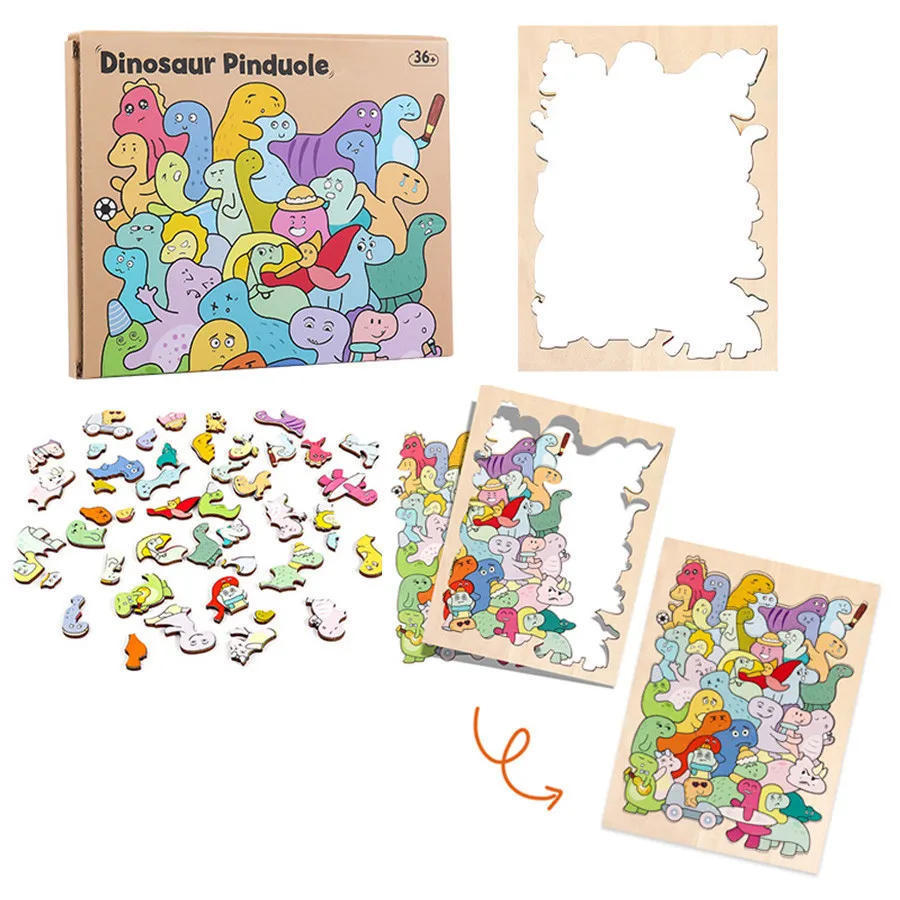 

Детские креативные головоломки в форме машинок с динозаврами, настольные игры, сложенные головоломки с животными, игры для мозга, мышление, образование, деревянная игрушка