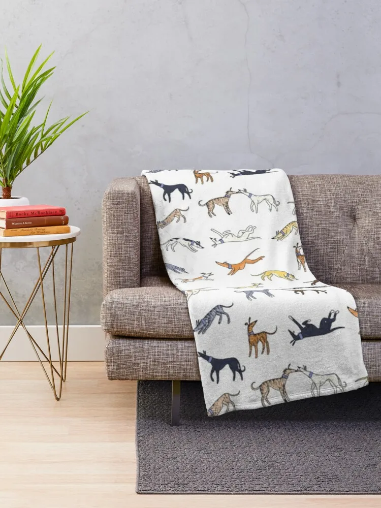 Leaps and Hounds (White) Throw Blanket 3d Blanket