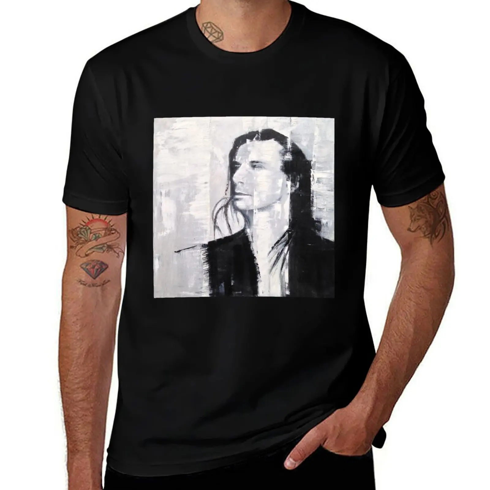 

Steve Perry, Journey painting by William Wright T-Shirt Basic Breathable Solid Color T-Shirt