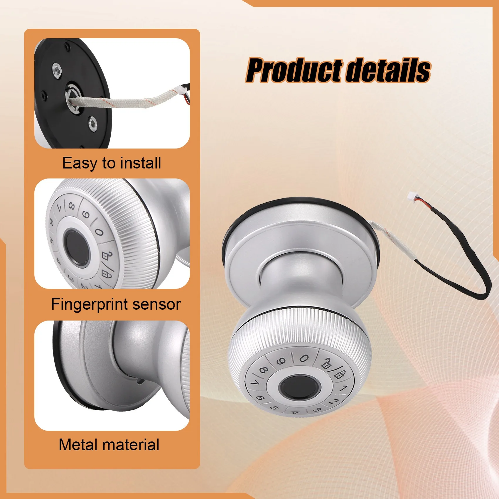 Happy New- Fingerprint Door Lock-Smart Door Handle, Keyless Door Handle With Password Keypad For Bedroom Smart Door Lock
