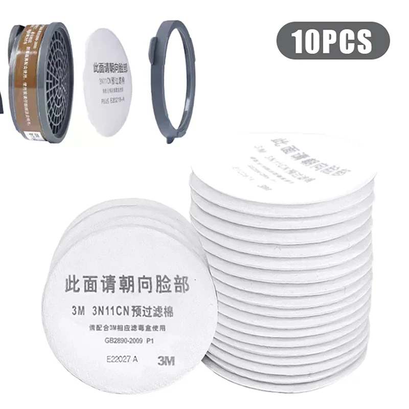 10Pcs 3N11 Filter Cotton for 3001/3301/3303/385 Gas Mask Cartridge 3200/308/1201 Dust Mask - Carpenter Builder Miner Polishing