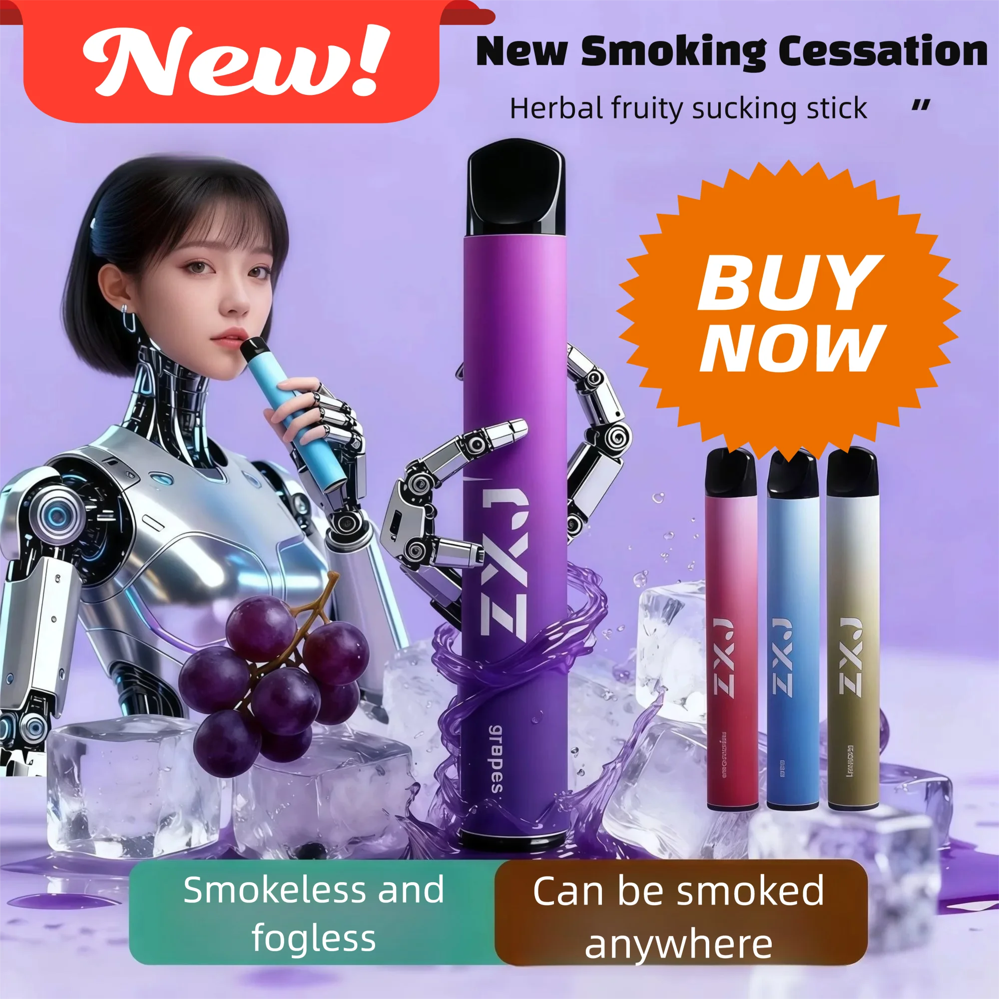 

Quit Smoking Products, Fruit-Flavored Inhalers, Cigarette Alternatives, Cool Mint Flavor, Relieves Cravings, Herbal Granules