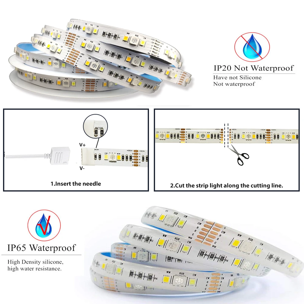 Zigbee USB LED Strip DC5V 1-3M RGBCCT Elastyczna lampa świetlna Oświetlenie tła telewizora Echo Plus Smartthings Sterowanie głosowe Tuya