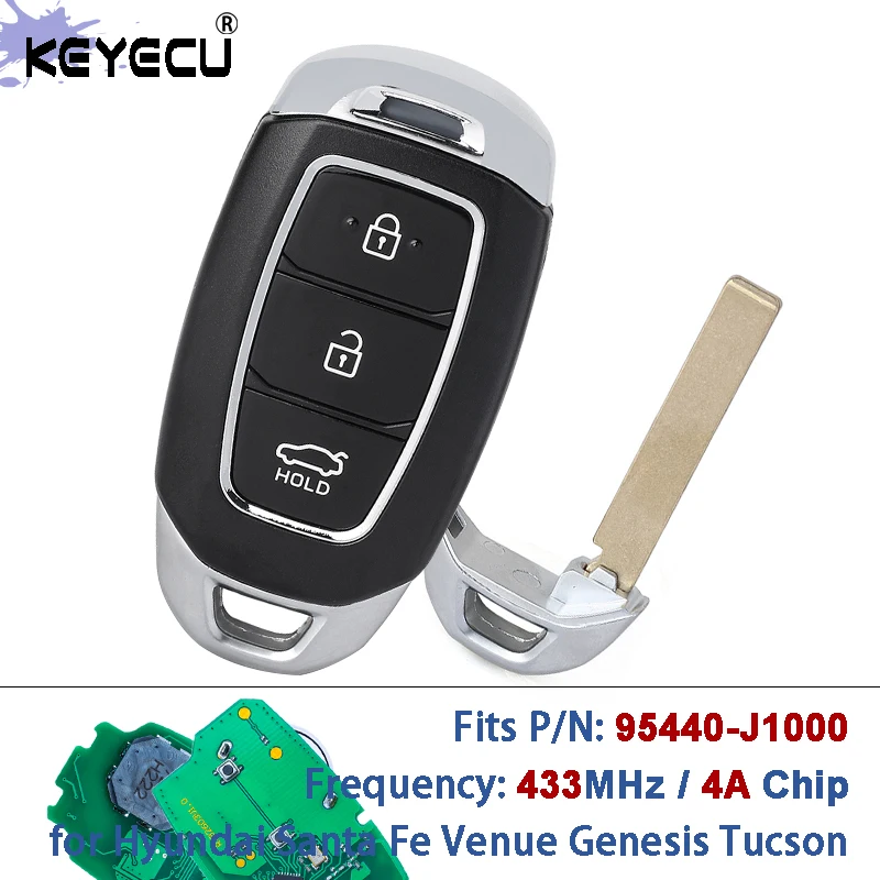 

Брелок-ключ KEYECU P/N: 95440-J1000, 433 МГц, чип 4A, бесключевой доступ для Hyundai Santa Fe, Venue, Genesis, Equus, Azera, Tucson, IX45