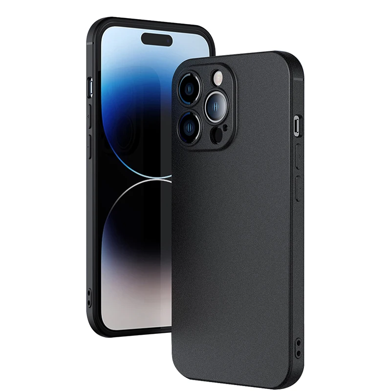 Luxury Ultra Thin Matte Case For iPhone 14 13 12 Mini 11 Pro XS Max X XR SE 2 3 7 8 6 Plus Solid Black Silicone Soft Back Cover