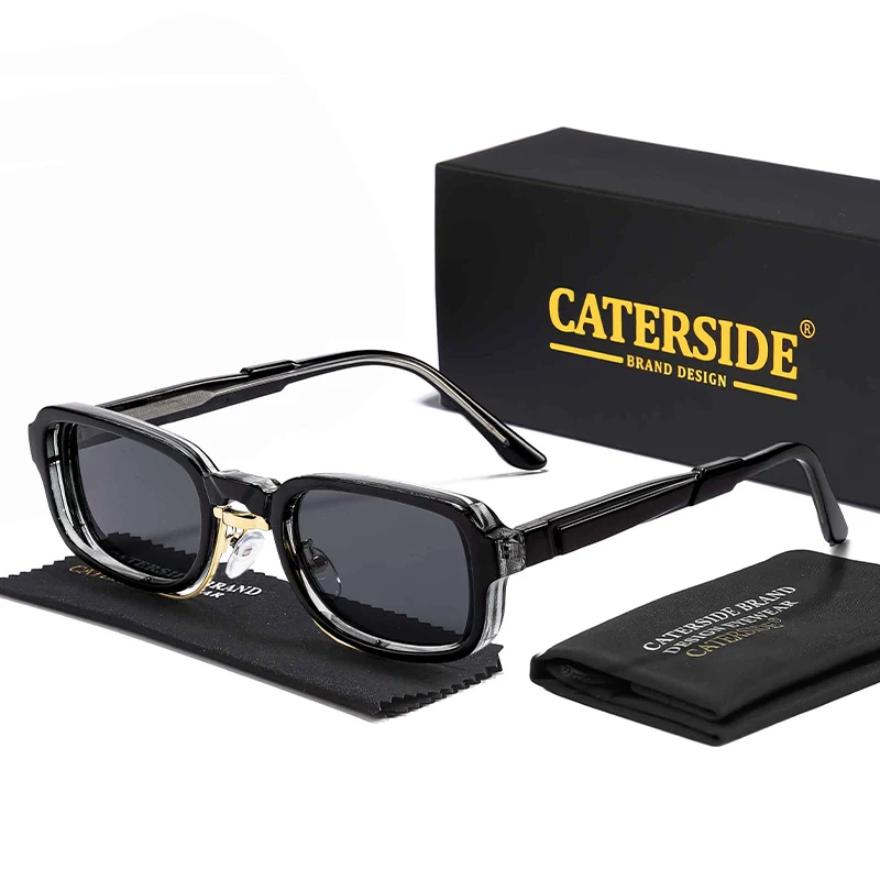 CATERSIDE Retro Punk Men Sunglasses Core Insert Leg Square Frame Sun Glasses for Women Travel Holidays Eyewear Ideal Choice
