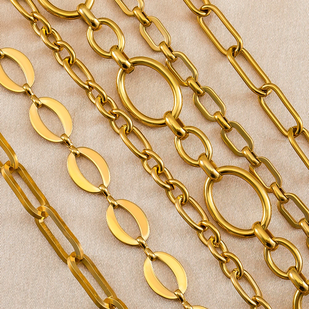 

1Meter Stainless Steel Gold Plated Thick Large Heavy Chains Oval Square Chains For Bracelet Necklace Jewelry Making Accessories