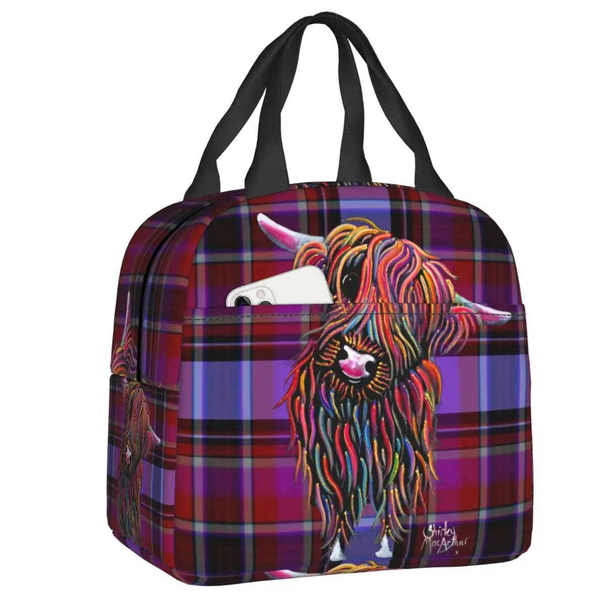 Custom Christmas Madras Cross Tartan Pattern Insulated Lunch Bags for Work School Resuable Cooler Thermal Bento Box Women Kids