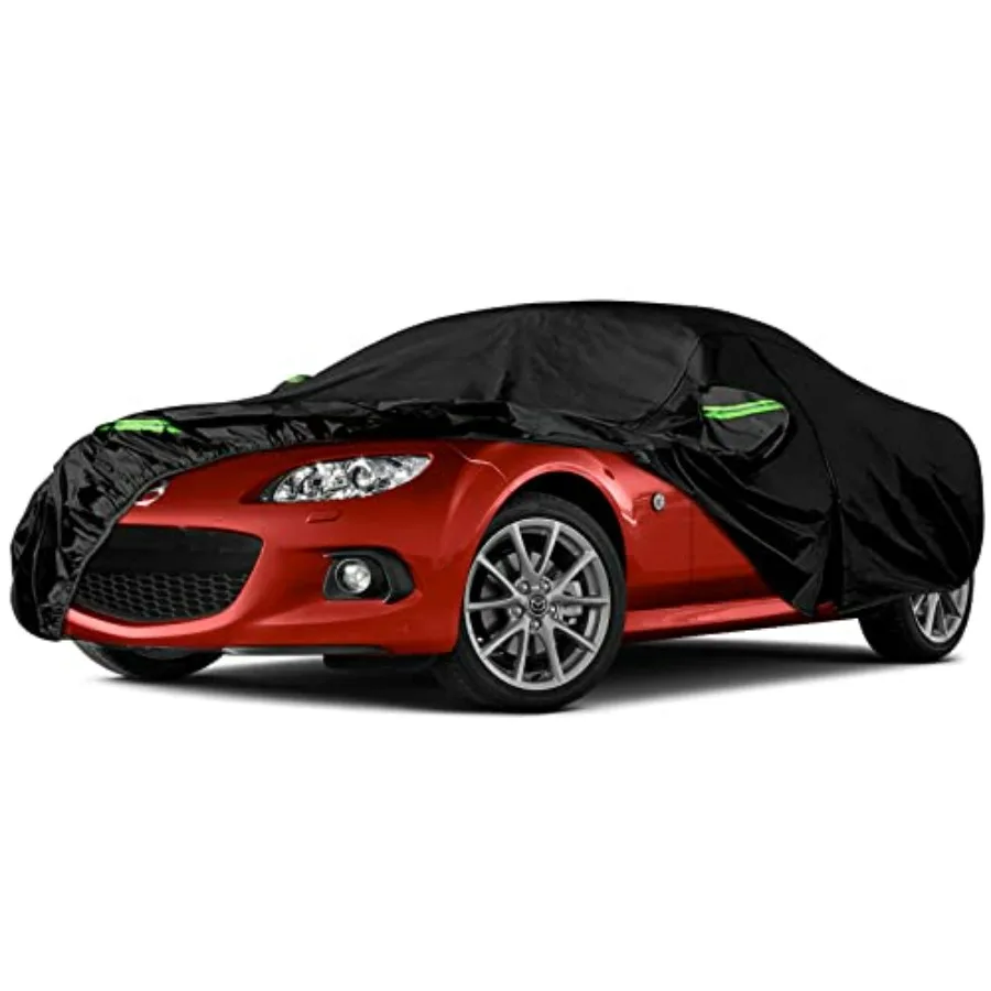 

Waterproof Car Cover for Mazda Miata/MX-5 1998-2025,6-Layer All-Weather Protection in Black, Windproof Bands Zipper Doors for S