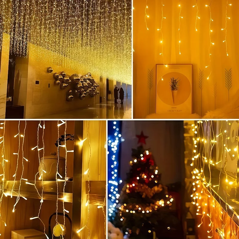 Outdoor Solar Icicle LED String Lights Waterproof IP54 Rating 8 Modes for Christmas Festival Garden Patio Party Wedding