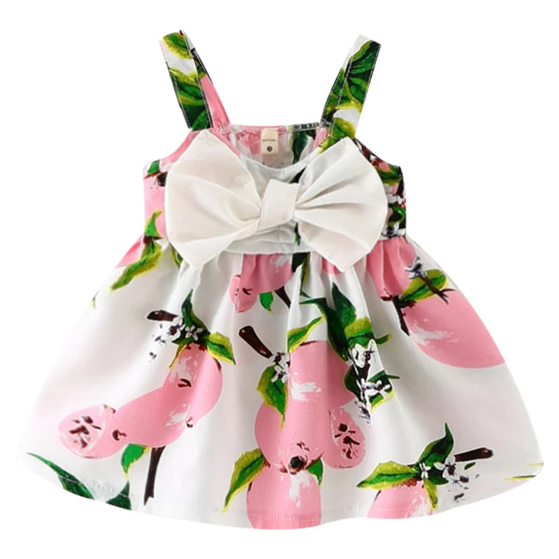 Summer Baby Girl Dress Lemon Print Newborn Infant Dresses Cute Bow Gowns Princess Birthday Dress for Baby Girl Clothes 0-4Y