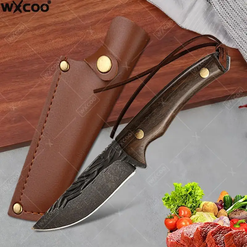 WXCOO Ausbeinmesser aus Edelstahl, Küchenzubehör, Fleischschneiden, Küchenmesser, handgeschmiedetes Obst, Schälen, Kochmesser mit Scheide