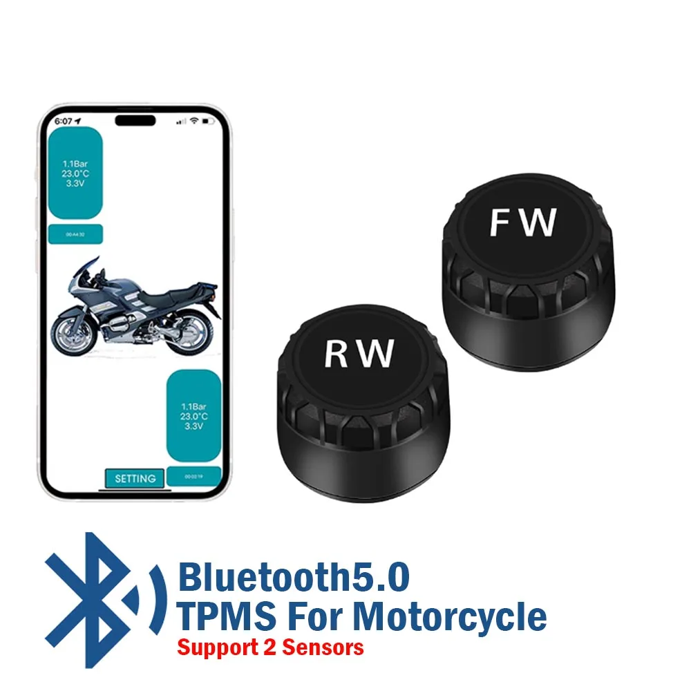 Car Motorcycle Bluetooth 5.0 Tire Pressure Monitoring System TPMS Support 2/4 External Sensors For Android/IOS Phones