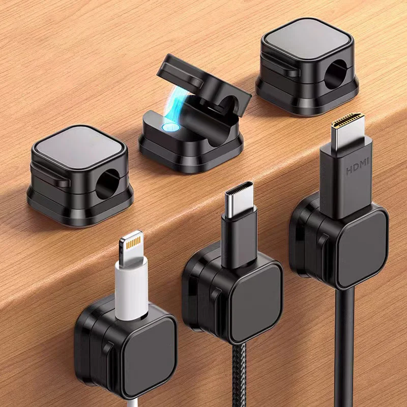 Magnetic Cable Clip Cable Holder Adhesive Wire Keeper Cord Cable Organizer for Home Office Under Desk Management