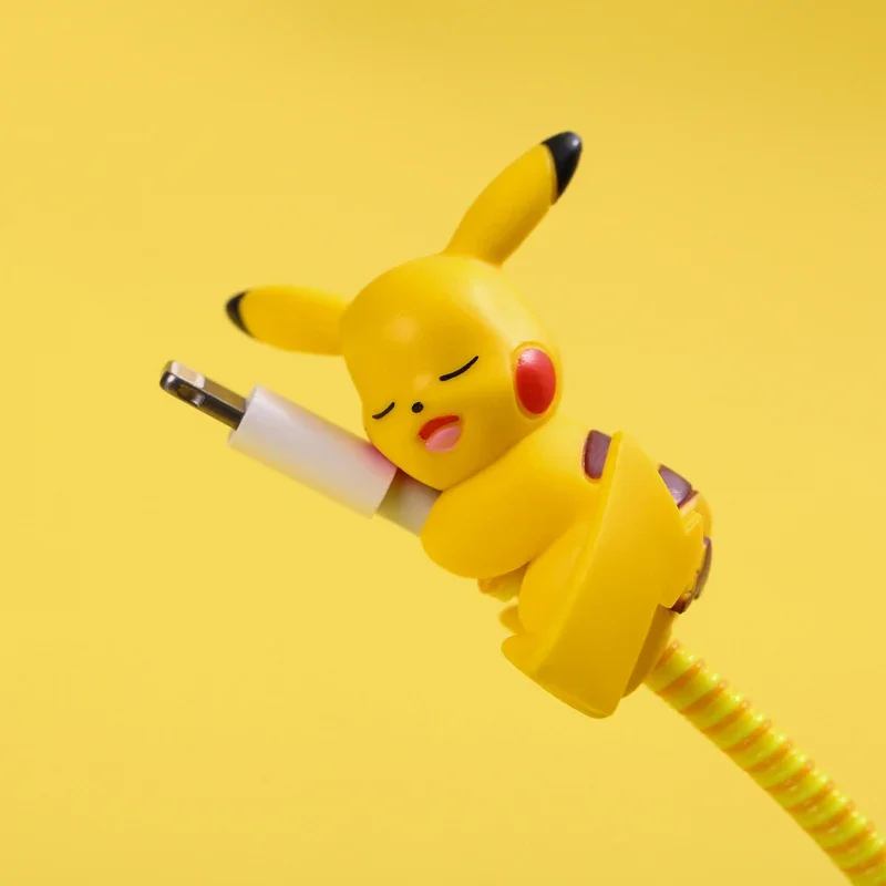 Pokemon Pikachu Mobile Phone Data Cable Protective Cover Cartoon Anime Figure Jenny Turtle Hug The Bite Line Birthday Gifts