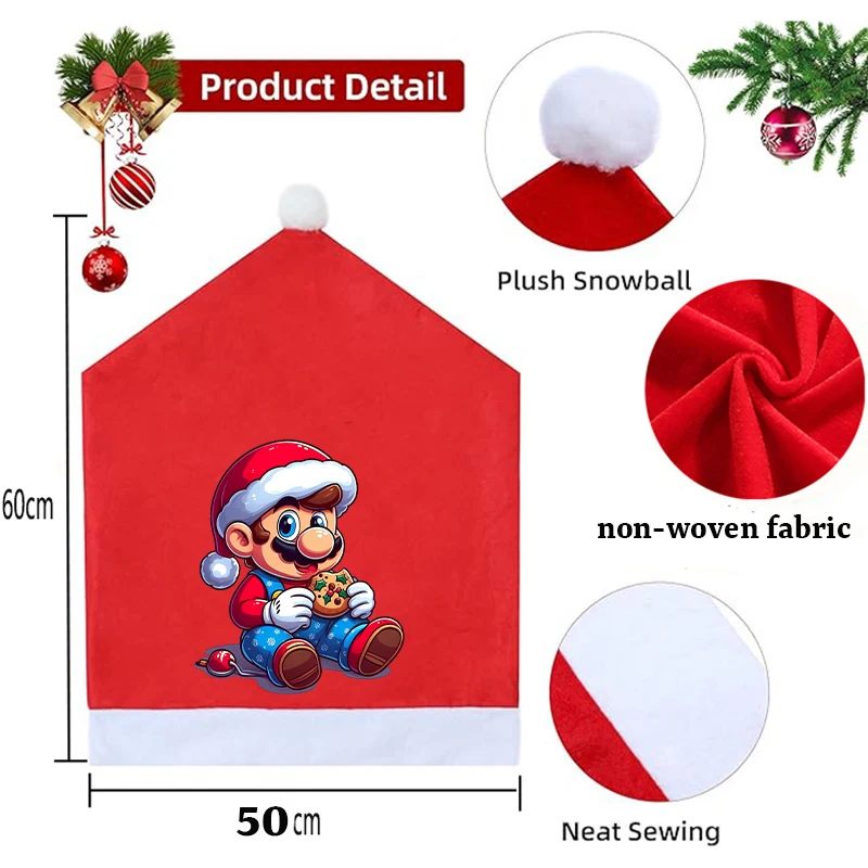 Super Marios Christmas Hat Chair Covers New Anime Home Decoration Living Room Fashion Big Xmas Cap Backrest Case Gift Hot Sales