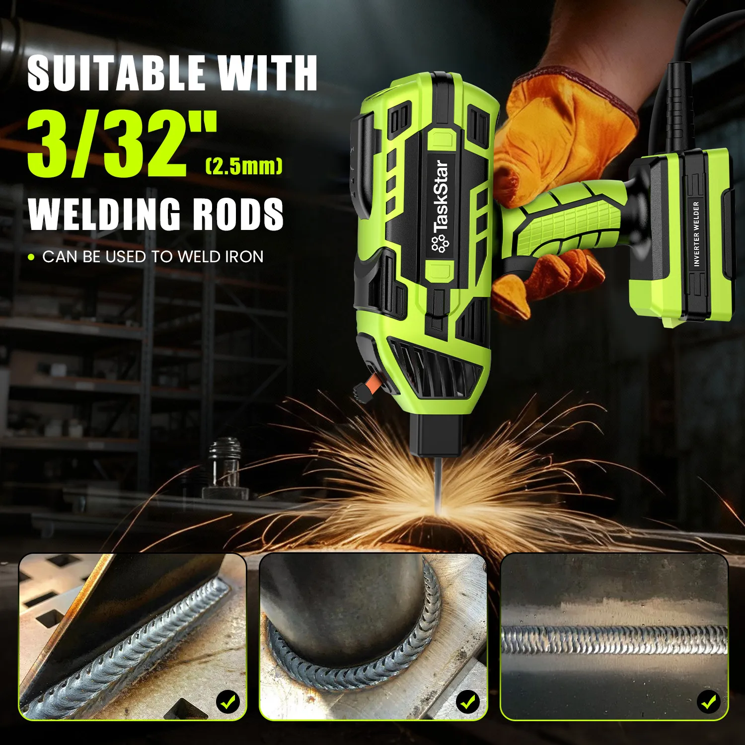 Máquina de solda portátil Taskstar, pistola de soldador de arco 20-120A IGBT, soldador portátil