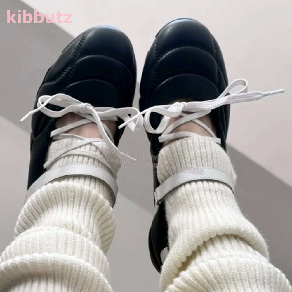 Lace-Up Strange Heels Sneaker Pump Round Toe Luxury Leather Solid Color Slip-On Fashion Novelty Sexy Concise Women Shoes Newest - view 6