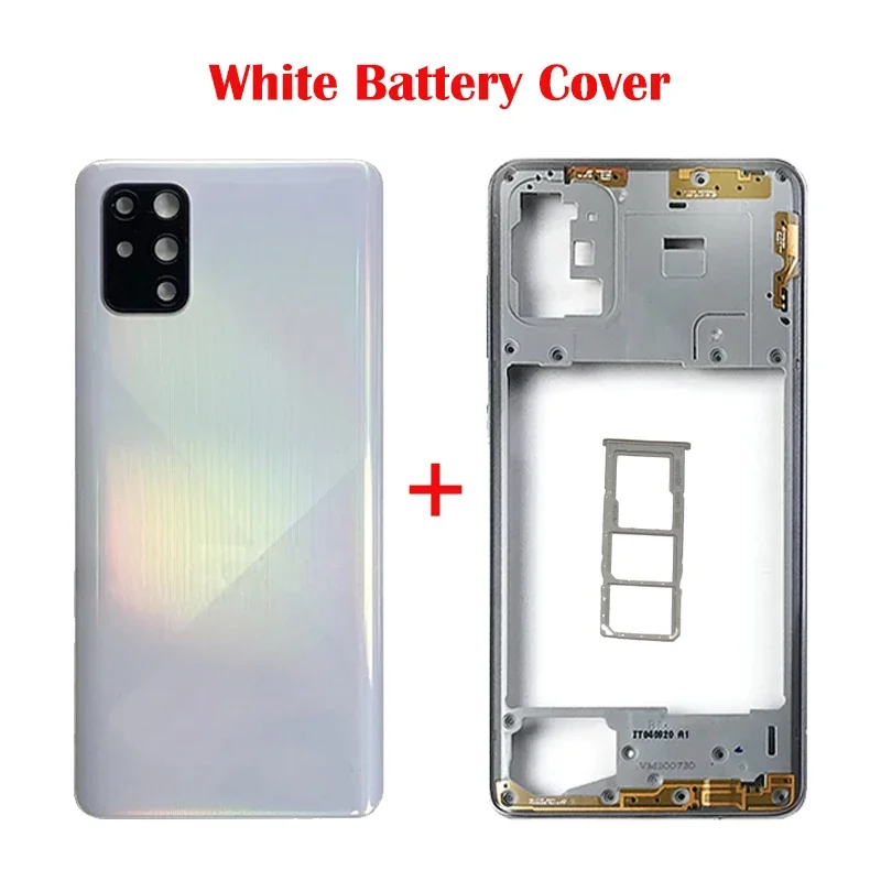 Full Housing A71 4G Case For Samsung Galaxy A71 A715 A715F Middle Frame Battery Back Cover Rear Door + Camera Lens + Sim slot