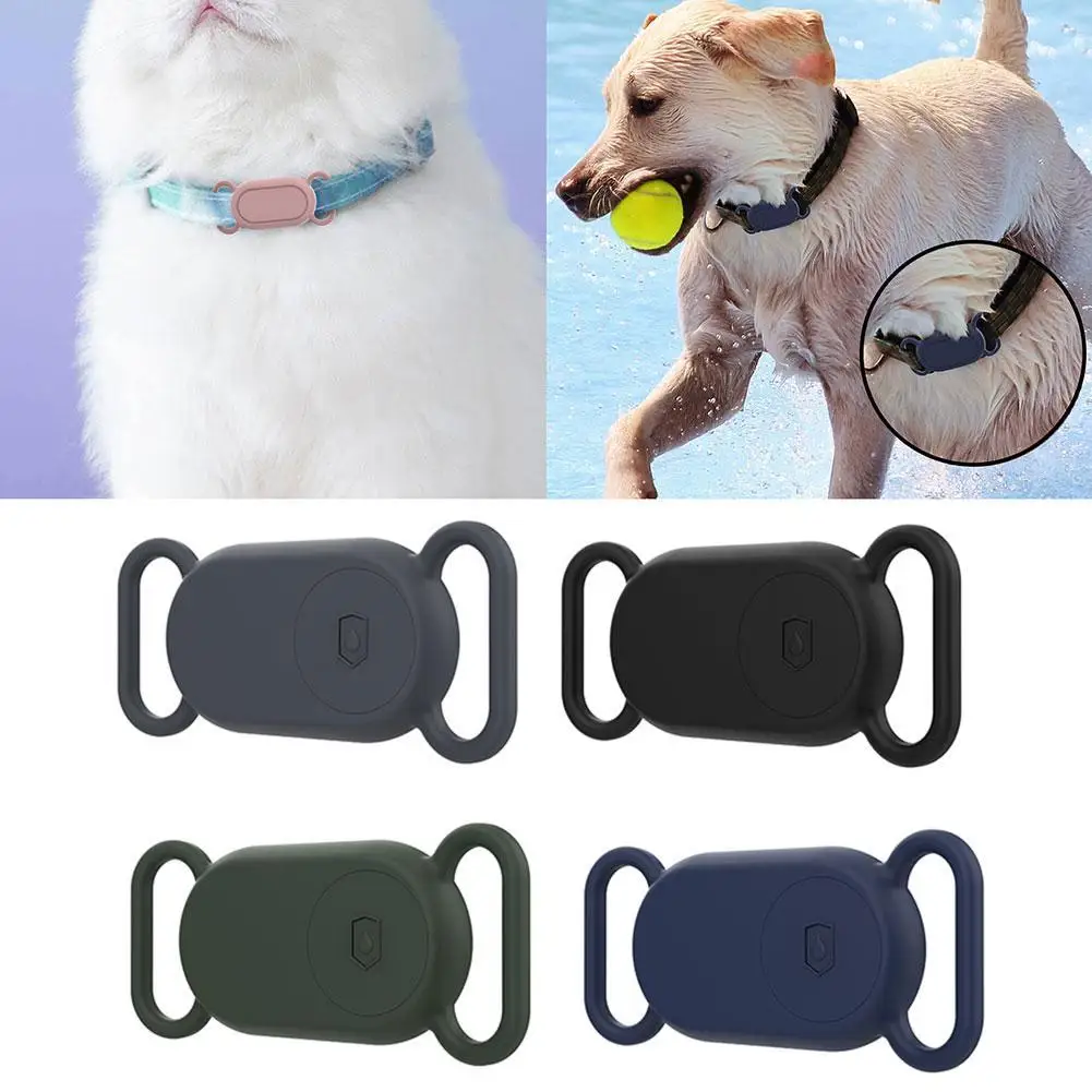 Silicone Case for Galaxy SmartTag 2 for Dog Soft Shock Resistant Cover with Carabiner Dog Silicone Collar Holder for SmartTag 2