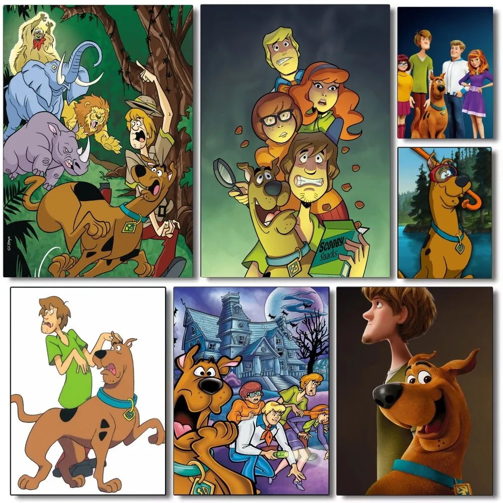 1pc ScoobyS Cartoon Doo Poster Self-adhesive Art Waterproof Paper Sticker Coffee House Bar Room Wall Decor