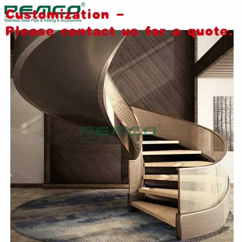 custom.Elegant Design Staircase Prefabricated Curved Staircase With Glass Railing