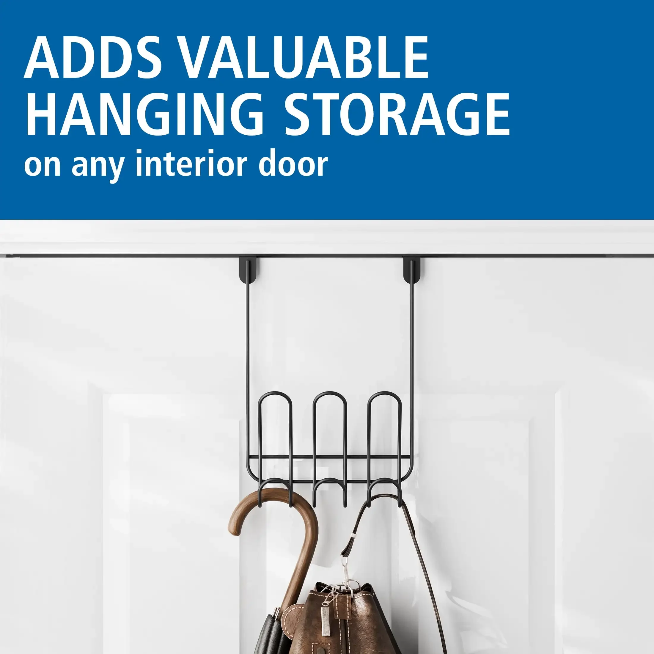 ชั้นวางตะขอ 3 อันแบบไม่มีสว่านสําหรับผ้าเช็ดตัวและเสื้อคลุม สีดําด้าน