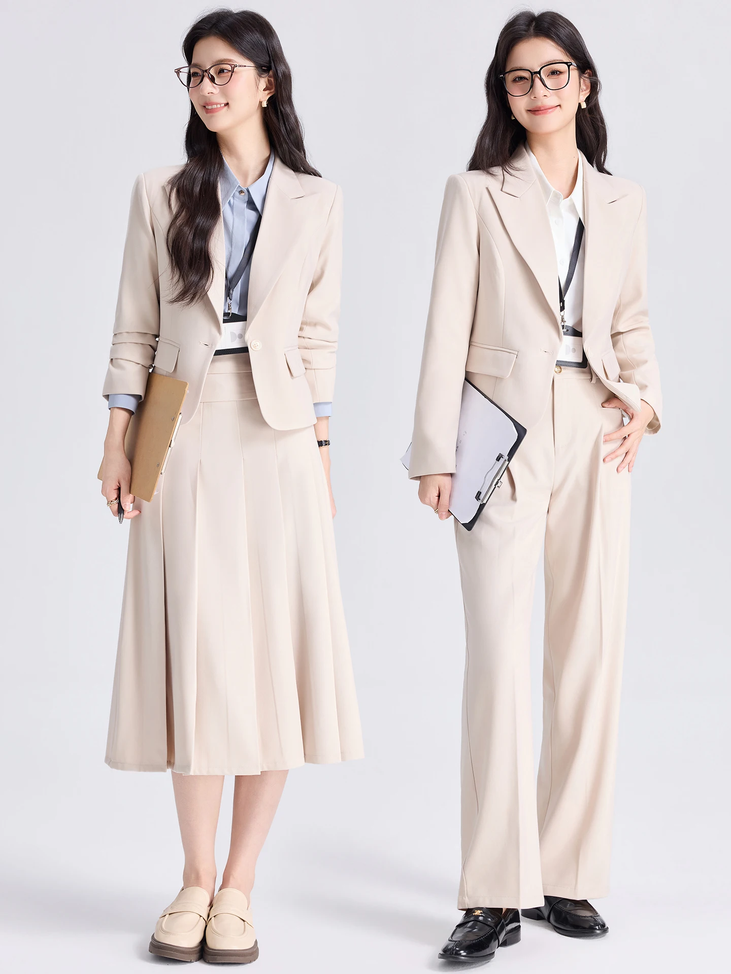 Women's Professional Suit Set College Interview Formal Wear Petite Style Casual Career  Spring Season Polyester Fiber