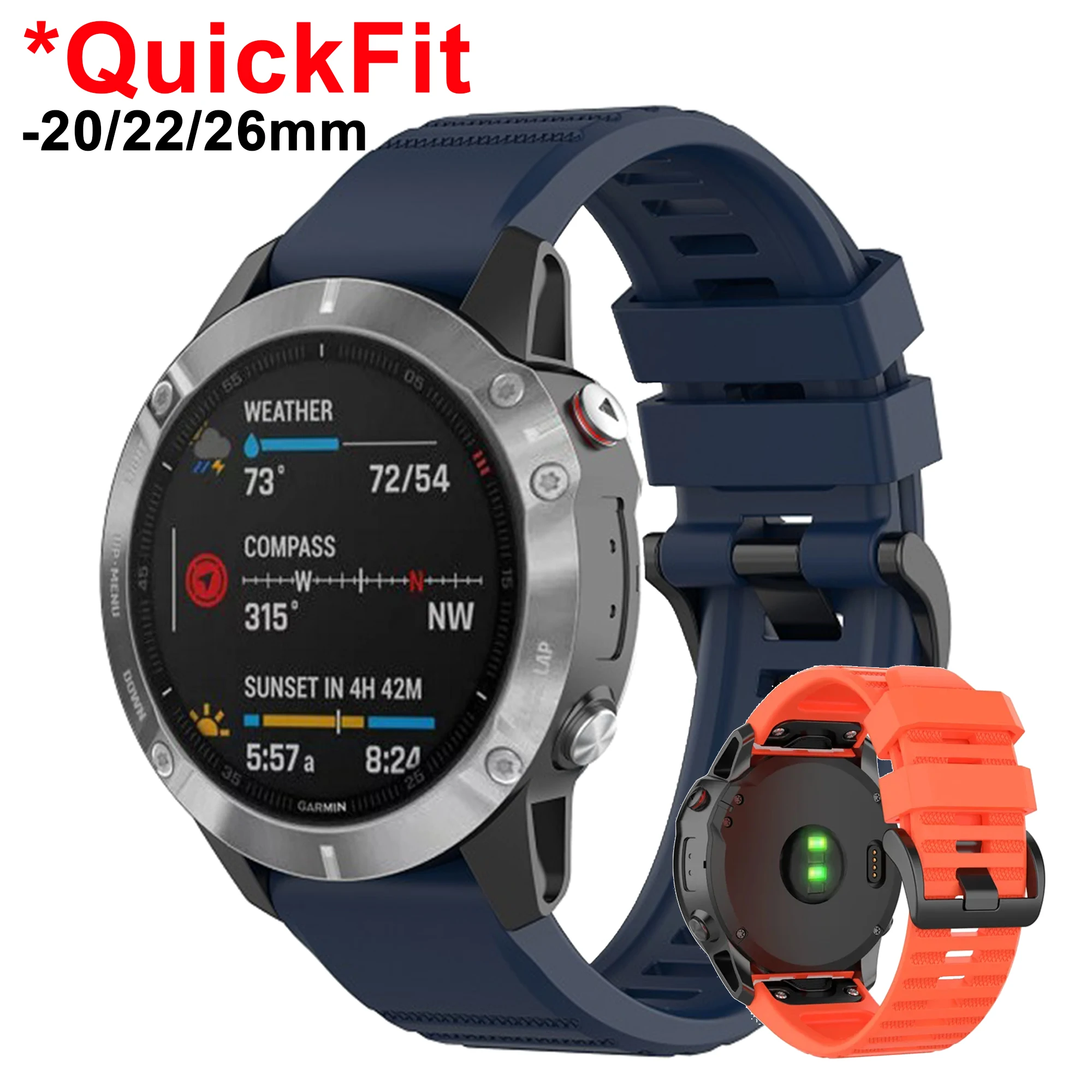 QuickFit 20/22/26 mm Silikonarmband für Garmin Fenix 8 51 mm E 47 mm 7X7 Epix Pro 6X 6 5X 5 Plus Enduro 3 2 Tactix 8 7 Uhrenarmband