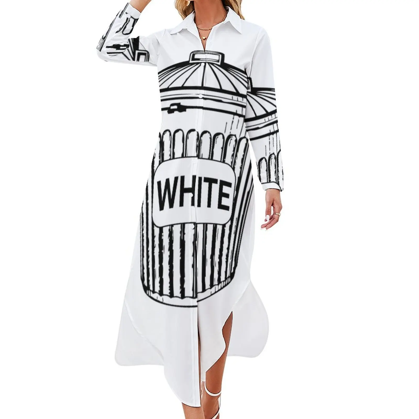 

White Trash Long Sleeved Shirt Dress Womens dresses women formal occasion dresses