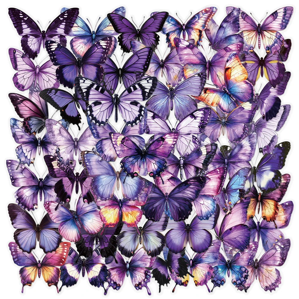 

10/30/50pcs Cartoon Purple Butterfly Graffiti Stickers Aesthetic Cute Decal Toy DIY Motorcycle Guitar Suitcase Kid Sticker Decor