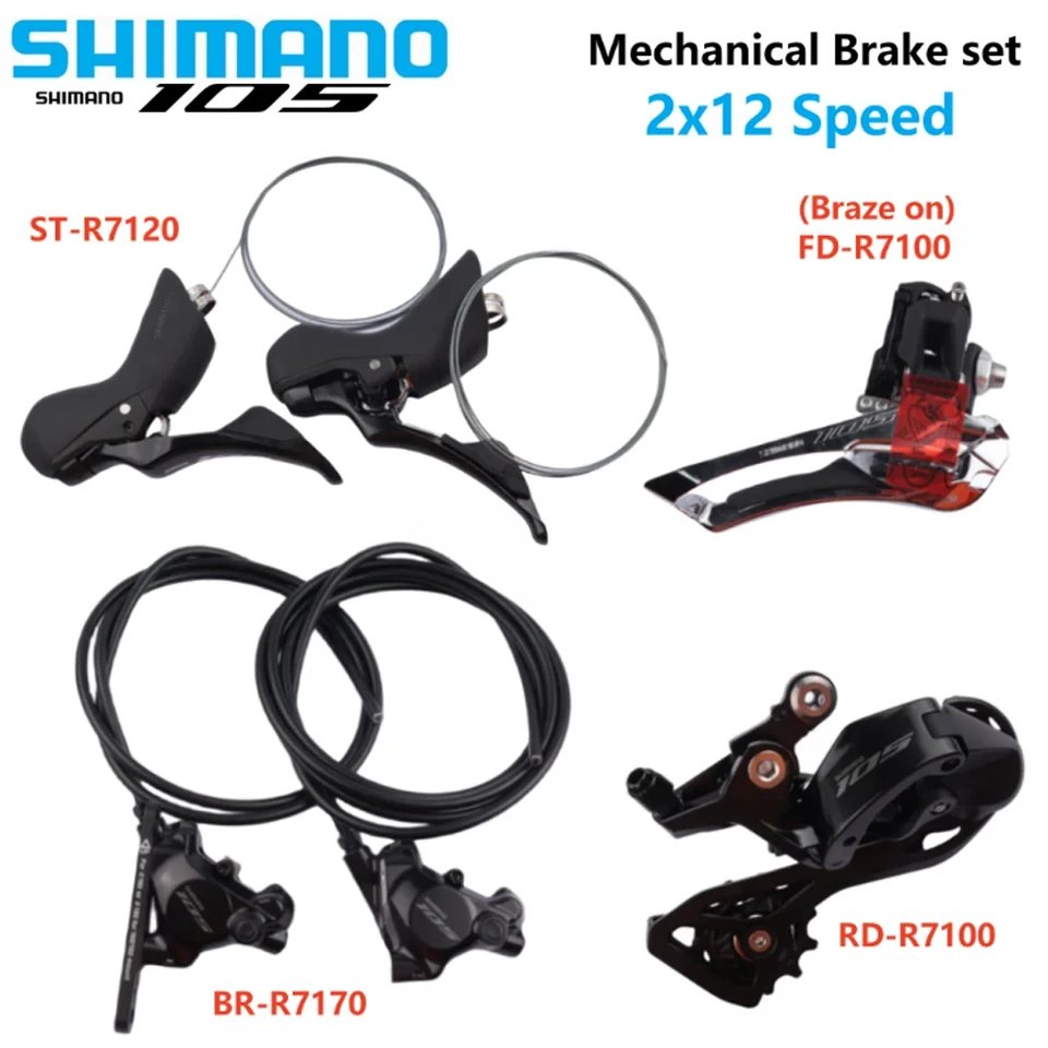 SHIMANO 105 Hydraulic Disc Brake Set 2x12 Speed ST-R7120 Shifter