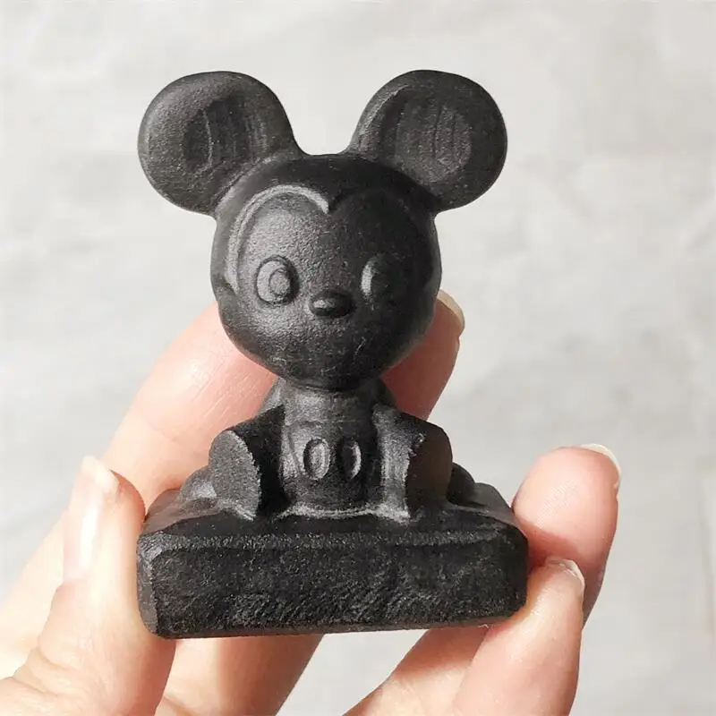 

Natural Obsidian Crystal Cartoon Carving Reiki Healing Stone Home Ornaments Decoration Holiday Gift 1pcs