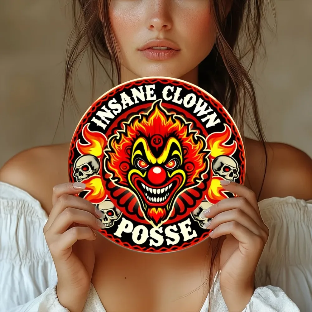 قطعة واحدة من لافتة الألومنيوم المعدنية "Insane Clown Posse"، مقاس 8 × 8 بوصة، سهلة التعليق، فن جداري متين للاستخدام الداخلي والخارجي، المنزل، البار